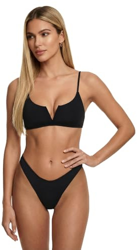 F**K Bikini Donna Top Fisso con Ferretto e Slip Americano Fisso Nero SW1805-BK