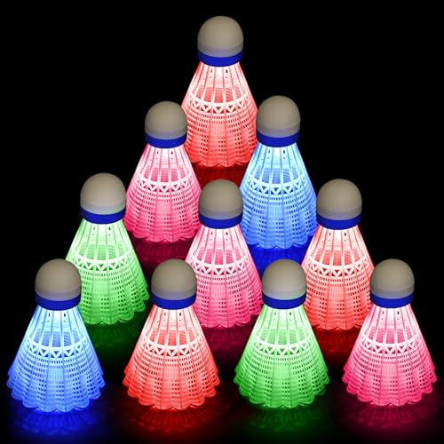 Idota Federbälle Nylon mit LED-Licht 10Pcs Badminton Bälle LED Federballs