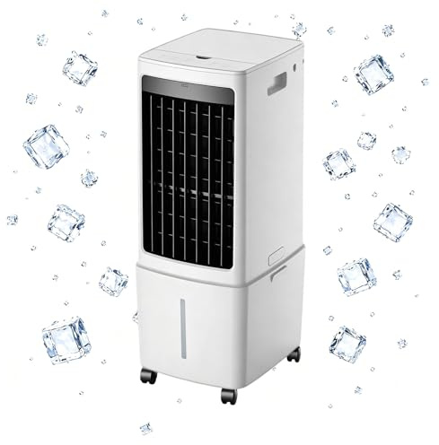 Evaporative Air Cooler, 12L Detachable Water Tank Cooling Fan with 7.5H Timer, Remote Control Air Conditioner Unit Suitable for Living Room, Garage, Bedroom, Backyard, Office.