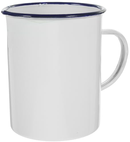IMIKEYA Tasse à Mesurer en Émail Blanc 1000ml Robuste Base Plate, Style Vintage Créatif pour Vaisselle de Camping et Boissons en Plein Air