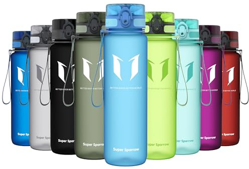 Super Sparrow Bouteille d'eau - Gourde - 1000ml - sans BPA - Convient pour Le Sport, la randonnée, l'école, Le Bureau, en Plein air