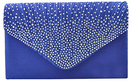 Umschlag Clutch, Damen Satin, Umschlag Abend-Clutches Hochzeit und Party Handtaschen, Clutches Handtasche Crossbody Bag Glitter Diamante Umschlag Geldbörse Bälle Abendparty Taschen, königsblau (Blau)
