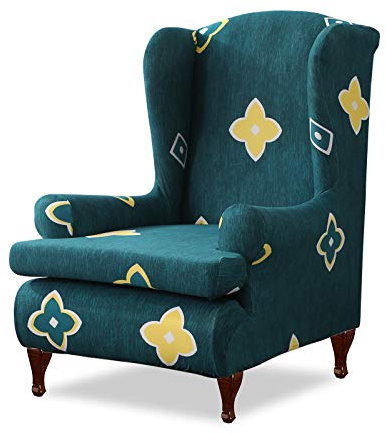 VanderHOME Sesselbezug Stretch Elastischer Ohrensessel Husse Spandex Gedrucktes Muster Antirutsch Sofaüberwurf Sessel-Überwürfe für Ohrensessel, Gelbe Blume
