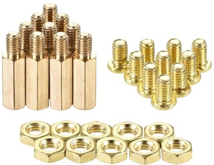 sourcing map 10 Sätze M4 Sechskant Säulen Schraubenmutter Messing Abstandshalter 15mm+6mm männlich-weiblich Gewinde für PCB