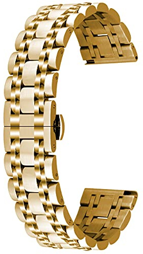 Kai Tian Uhrenarmbänder für Männer Frauen Edelstahl Armband Bereitstellungsschnalle Schnelle Veröffentlichung Ersatzarmband 20mm Gold