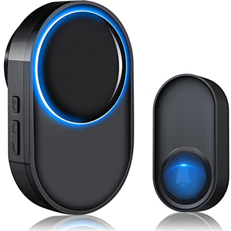 Campanello Senza Fili da Esterno Impermeabile IP55, 400M/1300ft Campanello di Casa, 58 Suonerie/5 Volume/Indicatore LED (Nero)