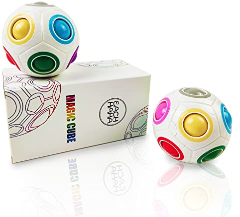 EACHHAHA 2 Pack Magic Rainbow Ball, Bola Magica 3D Puzzle Ball para Niños y Adultos,Juego de Habilidad,Regalos para niños(Blanco + Blanco)
