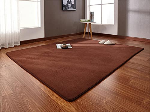 Alfombra de Terciopelo Coral Grueso de Color sólido Calidad Color de la tierra Suave Lavable Antideslizante Grande Rugs Minimalista Moderna Sala De Estar Dormitorio Tatami Gateando Estera -120×140cm