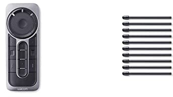 Wacom ACK-411050 - Mando a Distancia (Tablet, Botones, Negro, Gris) + ACK22211 - Kit de 10 Puntas estándar para Pro Pen 2, Color Negro