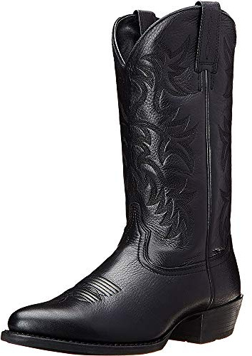 Botas Vaqueras para Hombre Mexicanas Botines Estilo Cowboy con Bordado Punta Redonda Botas Western Cowboy Occidentales de Pantorrilla Ancha 38-48 (Negro,48)