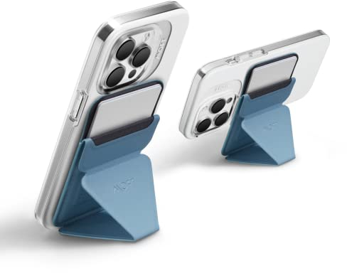 MOFT Snap-On Magnetischer Handyständer Magsafe Kompatibles Wallet für iPhone 14/13/12 Serie mit 3 Betrachtungswinkeln, Verbesserte magnetische Stärke, Windiges Blau