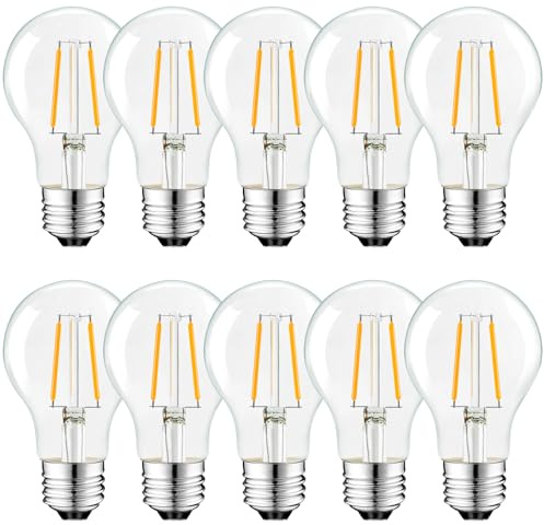 Suncan E27 A60 LED lampe für Lichterkette, LED Filament Glühbirne A60 2W, 2700K Warmweiß,180lm,LED E27 Aussenbereich, klar, nicht dimmbar, 10er Set