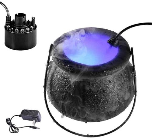 DSOPV Máquina de niebla para fiesta de Halloween, luz de bruja de Halloween, máquina de niebla ultrasónica de 12 LED, decoración de interiores, mini niebla ultrasónica, fuente de niebla para estanque