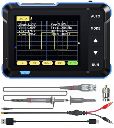 Handheld Digital Oscilloscope Multimeter, DSO152 2.8 TFT Kit - Portable Automotive Pocket Oscilloscope, 2.5MS/s High Sampling Rate, 200KHz Bandwidth, Trigger Function Auto/Normal/Single