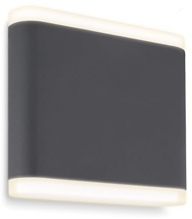 SSC-LUXon GIRI Außenlampe Wand anthrazit Up and Down Leuchte IP54 moderne Außenwandleuchte indirekte Beleuchtung LED warmweißes Licht 230V