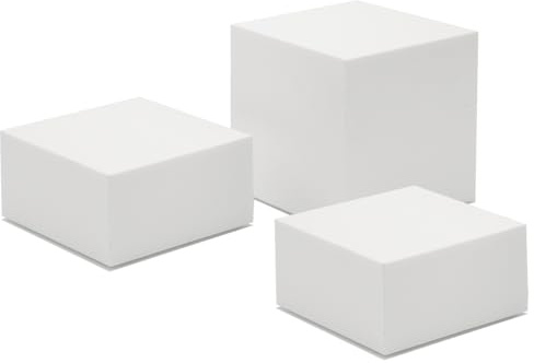 younikat 3er Set Acryl Podeste weiß - Höhe 5 cm (2X) 10 cm (1x) - az143 | Oster Frühlings Dekoration Erhöhung Fensterbank, Maße 100 x 100 x 100 mm 1x, 100 x 100 x 50 mm 2x