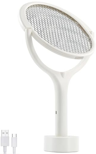 Tête Rotative Raquette Electrique Insectes Rechargeable Raquette Moustique Electrique Raquette Anti Moustique Electrique Tapetteà Mouche Electrique Tue Attrape Mouche
