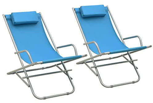 Youuihom Camping Stühle Bistro-Stuhl Stühle für den Rasen Schaukelstühle 2 STK. Stahl Blau Geeignet für Hinterhof, Rasen, Veranda, Pool, Balkon