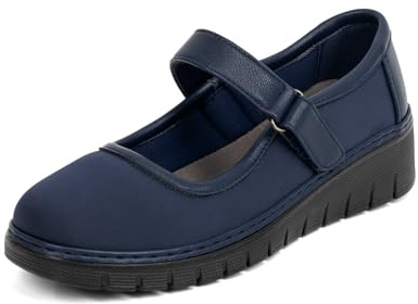 ACANER Women’s Mary Jane Shoes for Bunions Comfortable Orthotic Dress Shoes Non-Slip Orthopedic Work Shoes(Navy,8)