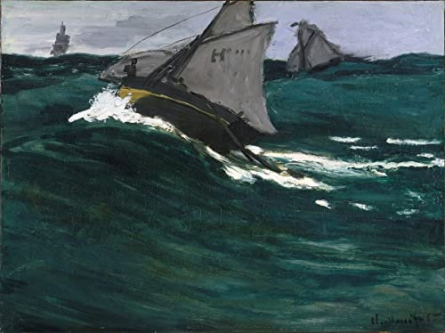GKAZGQPR Berühmte Gemälde Leinwand Kunstdrucke Ölgemälde auf Leinwand Die grüne welle von claude monet Leinwand Ölgemälde für Schlafzimmer Home Decor 60x90cm