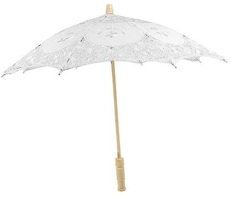 SAFIGLE Braut Regenschirm Blumendekoration Halloween-Dekoration Vintage Regenschirm Außendekoration bridesmaid bridemaid wedding Sonnenschirme für Mädchen Braut Baumwolle Beige