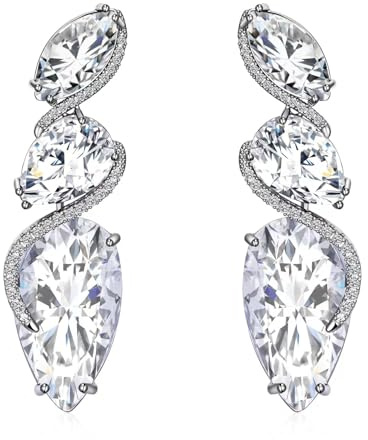 Kristall Träne Dangle Tropfen Ohrringe für Frauen S925 Sterling Silber Cubic Zirkonia Strass Birthstone Erklärung Formelle Ohrringe Feine Schmuck Geschenke für Frauen Mom Her