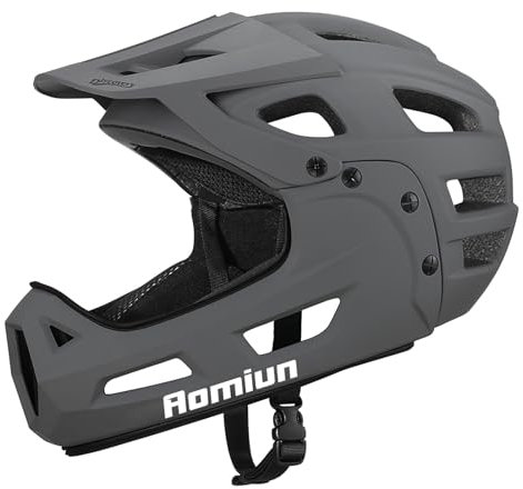 Aomiun Mountain Bike Helmet Full Face Bicycle Helmet Adult Men Women Cycle Helmet with Detachable Chin Guard and Visor for Mountain Biking 54-61cm