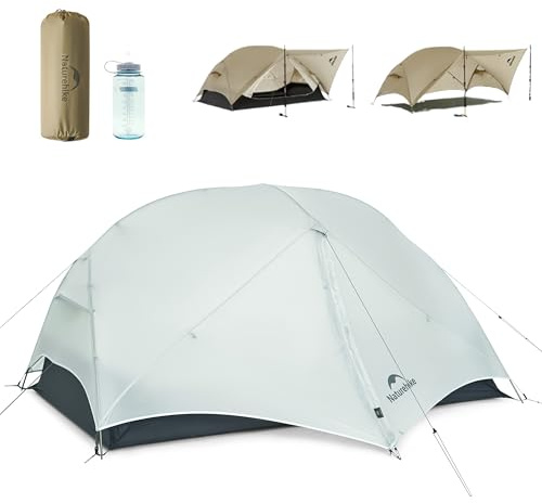 Naturehike Mongar UL Ultralätt tält för 2 personer, 4 användningslägen, vattentätt, vandringstält för camping med veranda, enkel installation (Grå, 1 person)