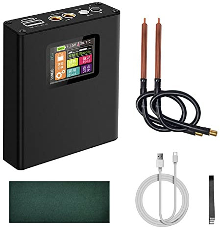 Qerwsdty 18650 Saldatrice a punti a batteria al litio per cellulare, saldatrice a punti, 30 supporti, regolabile, portatile, display digitale portatile, kit fai da te