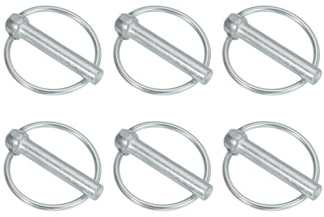 PATIKIL M10x50 mm Perno Di Sicurezza Per Trattore Con Anello, 6 Pz Kit Assortimento Resistente Perno Di Blocco Per Trattori Rimorchi Camion Agricoli Tagliaerba, Tono Argento