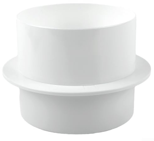 Niceminiwall 100 mm Kanalverbinder mit Flansch und Rückschlagdämpfer – runde PVC-Luftführung – Lüftungsrohr – Wandplatte – weißes PVC-rundes Gitter (100 mm)