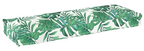 vidaXL Pallet Cushion for Bench Floral Leaf pattern 120 x 40 x 8 cm, Garden and Terrace, Modern Cushion, Water-Resistant Pad, Outdoor Bench Mat, Comfortable Seat Cover, Rectangular Design