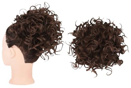 GWAWG Messy Bun Kurze lockige Pferdeschwanzverlängerung Synthetik Haar Scrunchies Groß Dutt Haarteil mit Haaren Klammer Clip Kordelzug Lose Haare Bun Haarverlängerung (4-30)