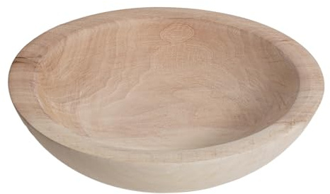 RUIRUICO Hand Carved Wooden Decorative Bowl for Home Entryway Decor, Wood Centerpiece Bowl for Coffee Table Decor, Wood Dough Bowl for Farmhouse Decor (Natural)