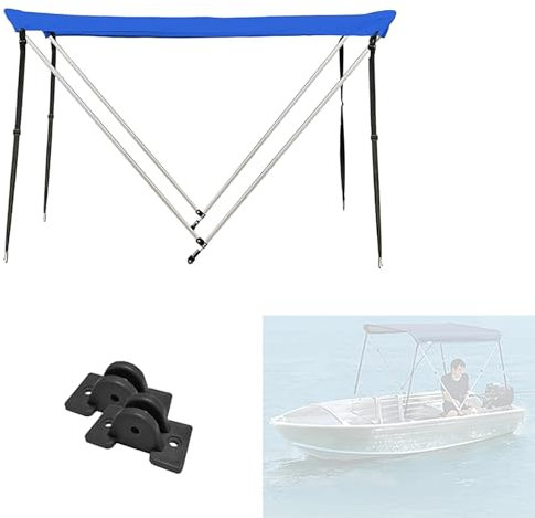 Sonnenverdeck Boot, Aluminiumrahmen und Oxford-Verdeck, Wasserdicht und mit Sonnenschutz, Abdeckplanen für Boote， Sonnenschirm(Blue)
