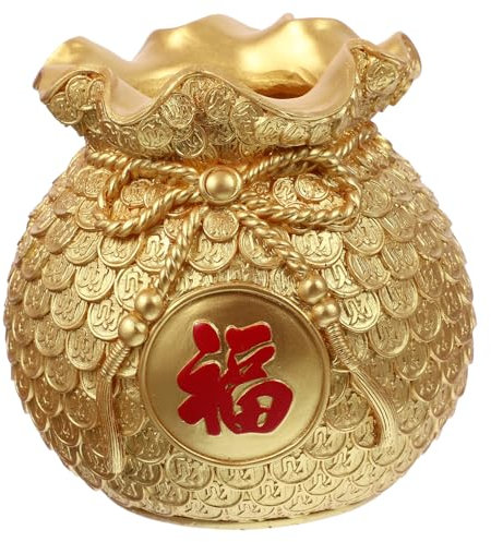 VALICLUD Jarrón Decorativo Forma de Bolsa de Dinero Florero para Arreglos Decoración de Escritorio para Hogar y Oficina Dorado