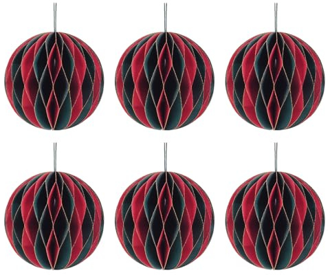Juego de 6 adornos de papel hechos a mano para festivales, esferas redondas para árbol de Navidad y decoración de fiestas, accesorios para colgar en el árbol