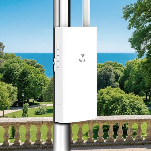 WONLINK Punto de Acceso Inalámbrico, Repetidor WiFi para Exteriores, Amplificador WiFi de AC1200 Doble Banda con 2 Puertos Gigabit Ethernet, Compatible con los Modos Repetidor/Ap/Router, IP66
