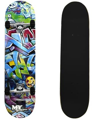 M.Y X-Skate Complete Skateboard 31 Double Kick Beginner Skateboard for Kids Teenagers & Adults 7 Ply Maple Deck ABEC 7 Bearings for tricks and skateparks