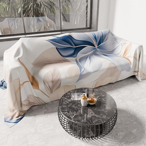 PETTI ARTIGIANI ITALIANI - Cubresofá Multiuso de Microfibra Antimanchas, Diseño 25 Floral 164, Lavable y Protector para Sofá, Colcha y Cubremesa – 360x270 cm - Made in Italy