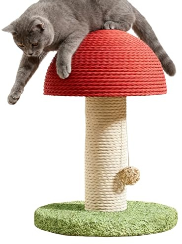 Mushroom Cat Scratching Post | Cute Cats Scratcher Sisal | Vertical Kitten Climbing Frame | Cat Scratching Board with Sisal Rope and Sturdy Base | for Kitten Exercise Physical Exercise Boredom Relief
