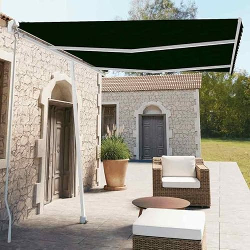 Golvmarkis manuellt infällbar 350 x 250 cm antracit – pulverlackerad aluminium och 100 % polyestertyg med PU-beläggning – perfekt solskydd för terrass och trädgård