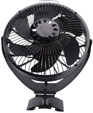 YUEHISY Ventilateur de Poêle à Bois, Ventilateur de Cheminée alimenté par la Chaleur avec Couvercle de Protection, Alliage D'aluminium, Montage Polyvalent, Réglable pour une