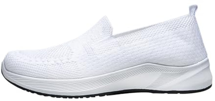 Damskor, sneakers, platt, promenadskor, dam, kudde, hälsoskor, fritid, sportskor, ultralätta ortopediska tennisskor, utan skosnören, slip-skor, mjuk sula, joggingskor, Vit, 37 EU
