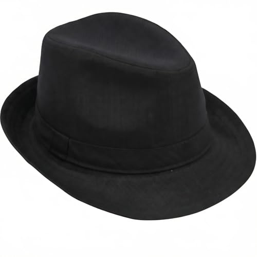 Soffpjy 20s Men Fedora Hat Accessories 1920s Men Costume Short Brim (US, Numeric, 7 1/4, 7 3/8, Black)