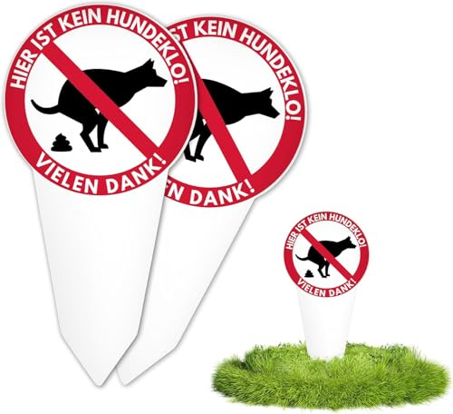 2 Stück Kein Hundeklo Schild, 30 x 15 cm XXL Schild Kein Hundeklo, Steckschild Hier Kein, Hinweisschild Verbot Hund Beidseitig Bedruckt für Parkanlage, Spielplatz