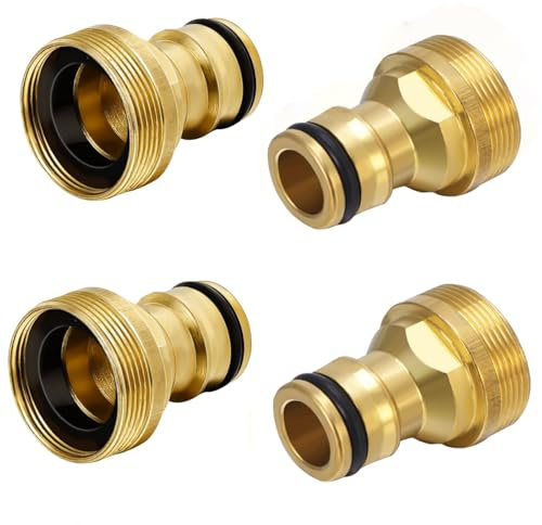 4 Stück Wasserhahn Adapter M22 M24 Messing Schlauchanschluss | Für Gartenschlauch Mischbatterie Wasserhahn Anschluss mit Schnellkupplung