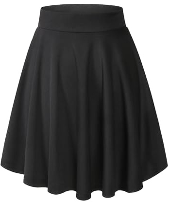DRESSTELLS Jupe Mini Courte évasée en Polyester, Black-Midi S