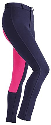Shires Maids Two Tone Childrens Jodhpurs - Navy/Pink 5-6 Years
