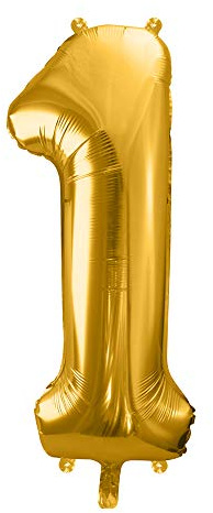 Folienballon Zahl 1 in Gold, Metallic, Größe: 86cm